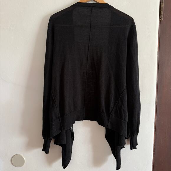 GARNET HILL | Black 100% Linen Drape Front Cardigan Sweater | Extra Large - Picture 2 of 8